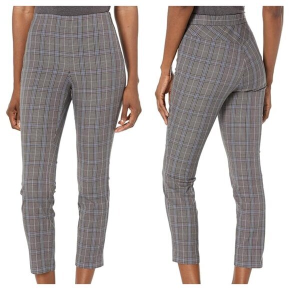 rag & bone Simone Slim Cropped Glen Plaid Pants 6 Black Multi Plaid - Picture 1 of 15
